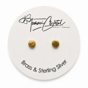 Hand Forged Round Chunky Brass & Sterling Silver Stud Earrings