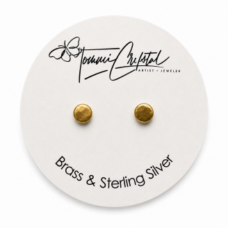 Round Chunky Brass & Sterling Silver Stud Earrings Round Chunky Brass & Sterling Silver Stud Earrings