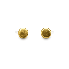 Hand Forged Round Chunky Brass & Sterling Silver Stud Earrings Hand Forged Round Chunky Brass & Sterling Silver Stud Earrings