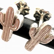 Hand Cast Cactus Earring Studs