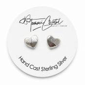 Hand Cast Fauceted Heart Earring Studs