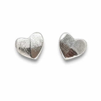 Hand Cast Fauceted Heart Earring Studs