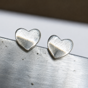 Hand Cast Fauceted Heart Earring Studs