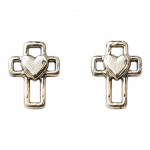 Hand Cast Heart Cross Earring Studs Hand Cast Heart Cross Earring Studs