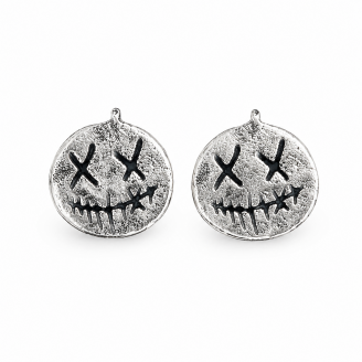 Hand Cast Jack-O'-Lantern Pumpkin Earring Studs Dead Face
