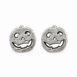 Hand Cast Jack-O'-Lantern Pumpkin Earring Studs Silly Face