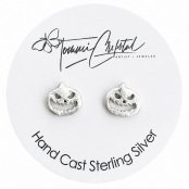 Hand Cast Jack-O'-Lantern Stud Earrings Scary Face Hand Cast Jack-O'-Lantern Stud Earrings Scary Face