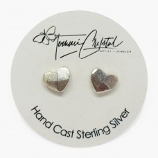 Hand Cast Fauceted Heart Earring Studs