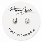 Lucky Heart Horseshoe Stud Earrings – Hand Cast 925 Sterling Silver Lucky Heart Horseshoe Stud Earrings – Hand Cast 925 Sterling Silver