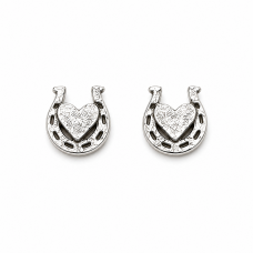 Lucky Heart Horseshoe Stud Earrings – Hand Cast 925 Sterling Silver