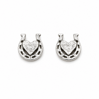 Lucky Heart Horseshoe Stud Earrings – Hand Cast 925 Sterling Silver Lucky Heart Horseshoe Stud Earrings – Hand Cast 925 Sterling Silver