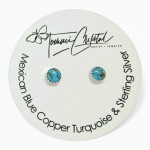 Mexican Blue Copper Turquoise Gemstone Sterling Silver Stud Earrings