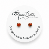 Orange Copper Turquoise Stud Earrings