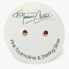 Pink Tourmaline Gemstone Sterling Silver Stud Earrings
