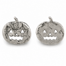 Hand Cast Jack-O'-Lantern Pumpkin Earring Studs Spooked Face