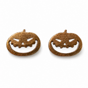 Hand Cast Jack-O'-Lantern Pumpkin Earring Studs Squatty Face Hand Cast Jack-O'-Lantern Pumpkin Earring Studs Squatty Face