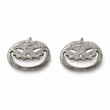 Hand Cast Jack-O'-Lantern Pumpkin Earring Studs Squatty Face