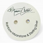 Rainbow Moonstone Gemstone Sterling Silver Stud Earrings