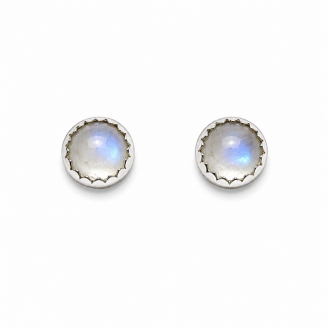 Rainbow Moonstone Gemstone Sterling Silver Stud Earrings