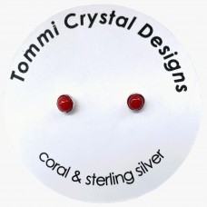 Red Coral Earring Studs