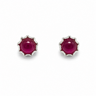 Burmese Ruby Gemstone Sterling Silver Stud Earrings