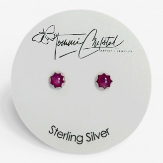 Burmese Ruby Gemstone Sterling Silver Stud Earrings Burmese Ruby Gemstone Sterling Silver Stud Earrings