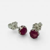 Burmese Ruby Gemstone Sterling Silver Stud Earrings Burmese Ruby Gemstone Sterling Silver Stud Earrings