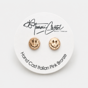 Hand Cast Smiley Earring Studs