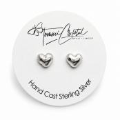 Hand Cast Wax Sculpted Silver Heart Stud Earrings – Hand Cast Artisan Jewelry