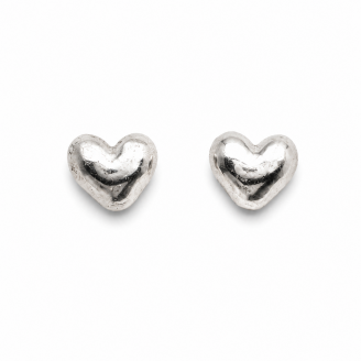 Hand Cast Wax Sculpted Silver Heart Stud Earrings – Hand Cast Artisan Jewelry