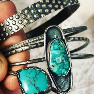 Natural Turquoise & Sterling Silver Cuff (SOLD)