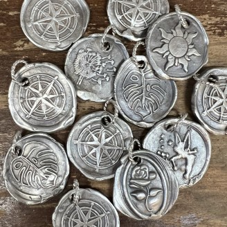 Hand Cast Sterling Silver Wax Seal Pendants