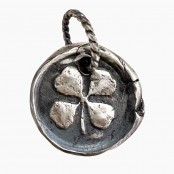 Hand Cast Sterling Silver Clover Wax Seal Pendant